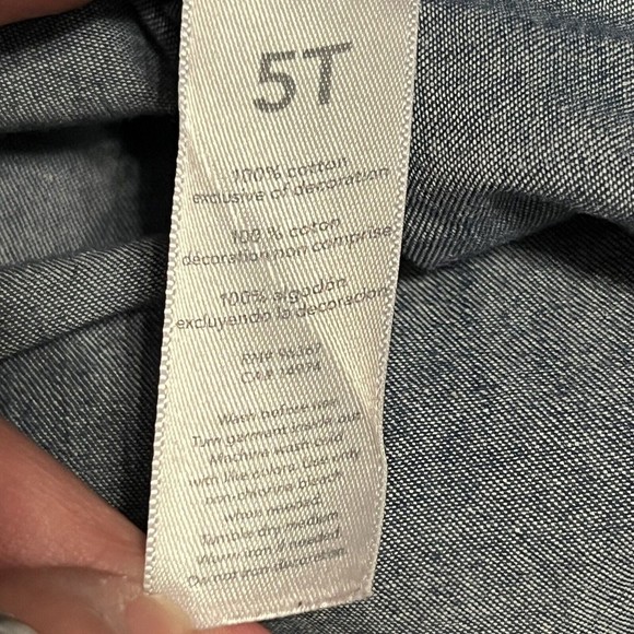 OshKosh B'Gosh Baby Girls' 5T Embroidered Chambray Ruffle Short Sleeve Top Blue - Picture 6 of 7